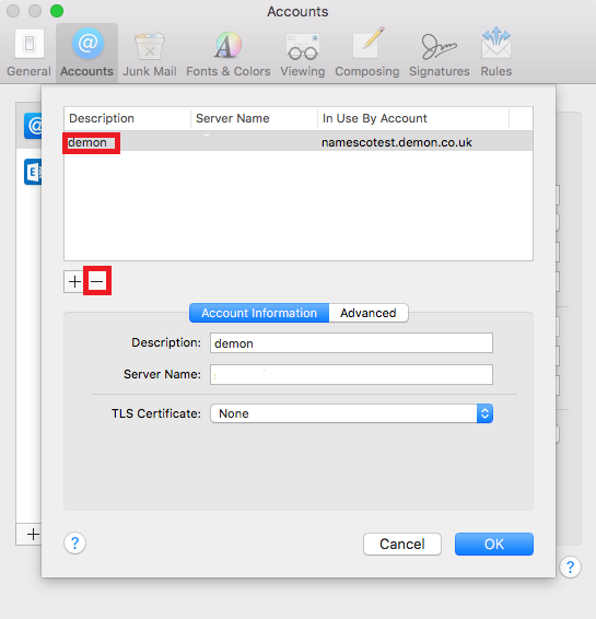 How to remove email account from mail app mac